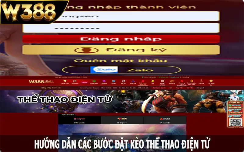 Hướng dẫn các bước đặt kèo thể thao điện tử tại W388