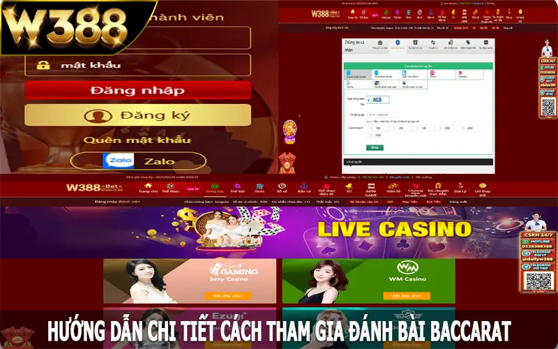 Hướng dẫn chi tiết cách tham gia đánh bài Baccarat tại W388