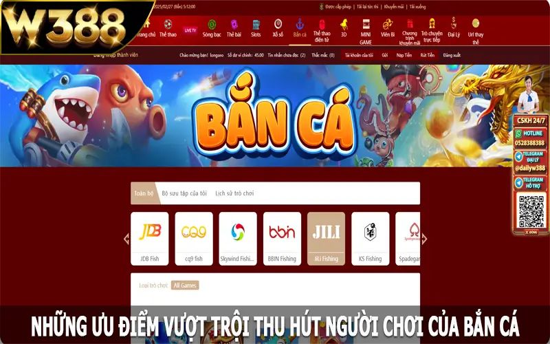 Những ưu điểm vượt trội thu hút người chơi của bắn cá W388