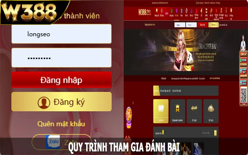 Quy trình tham gia đánh bài tại W388