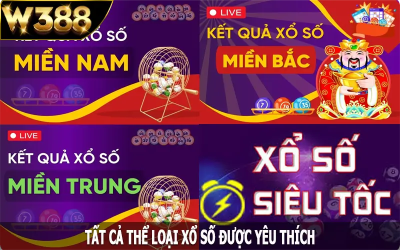 Tất cả thể loại xổ số W388 được yêu thích nhiều nhất