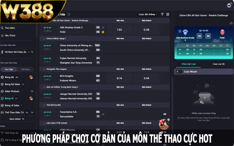 Phương pháp chơi cơ bản của môn thể thao cực hot tại W388